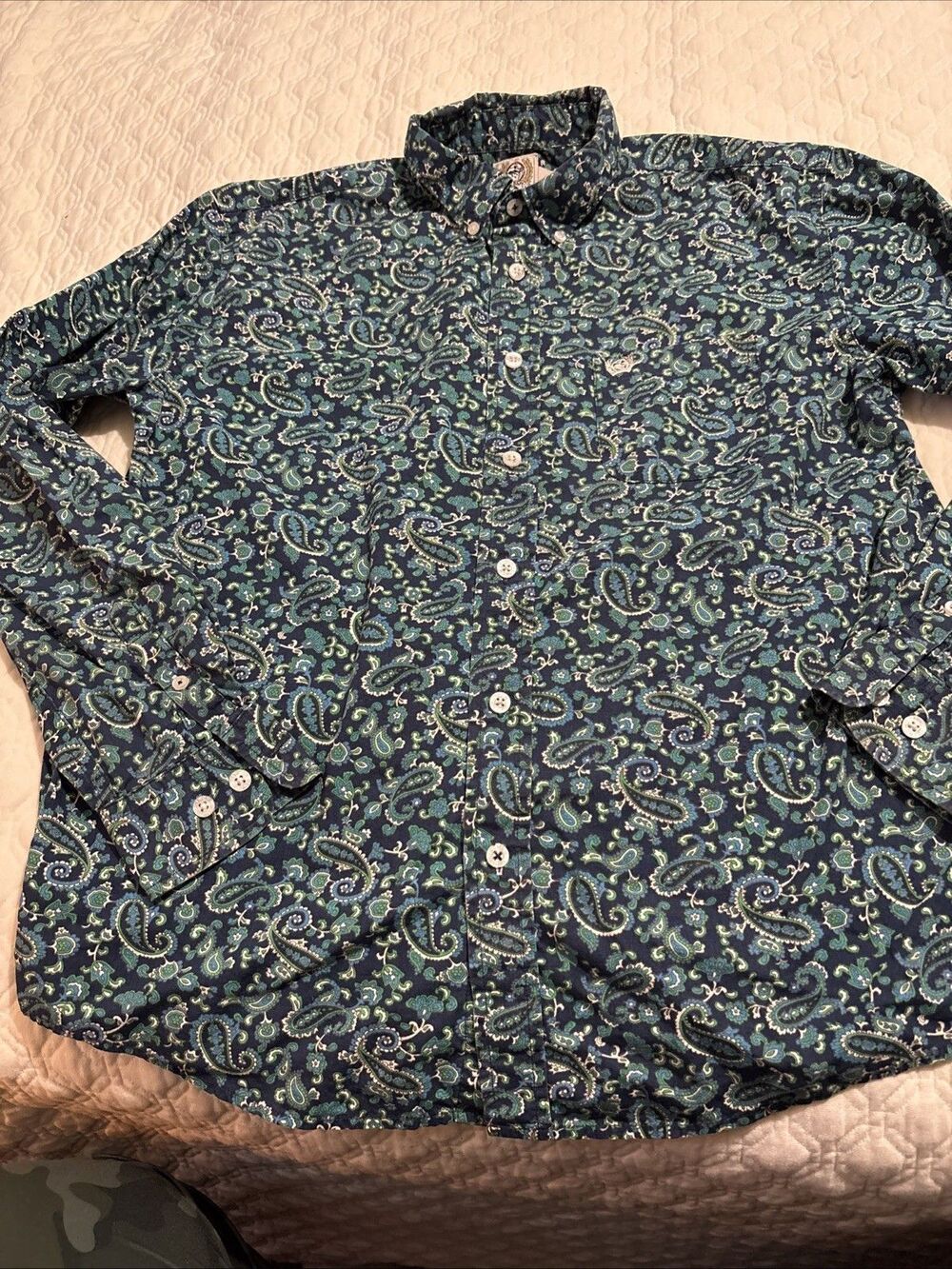 Cinch Blue Paisley All Over Print Long Sleeve Button Shirt Size 2XLarge